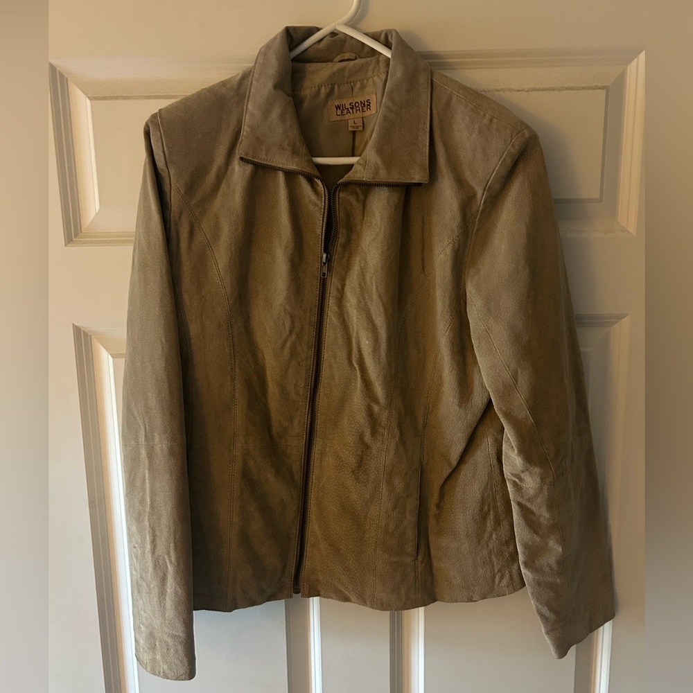 Wilsons Leather Tan Leather Jacket Classic Zip-Up